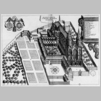 Reims, Saint-Nicaise, Croquis du XVIIe de l'abbaye tiré du Monasticon Gallicanum (Wikipedia).jpg